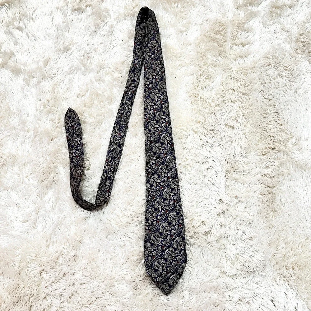 Smithsonian‎ Institution Mens 100% Silk Tie Blue Floral Pattern Made in Italy